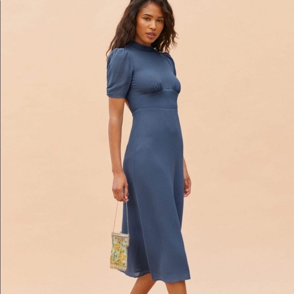 Reformation Dusk Dress in Morning Glory blue, Sz 8